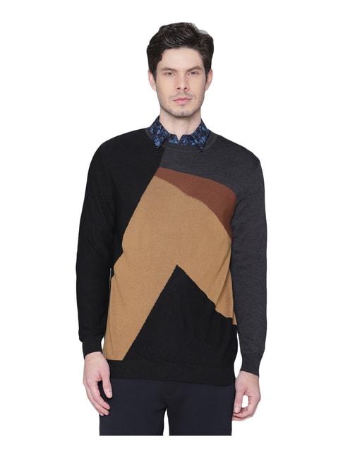 antony morato black & grey regular fit colour block sweater