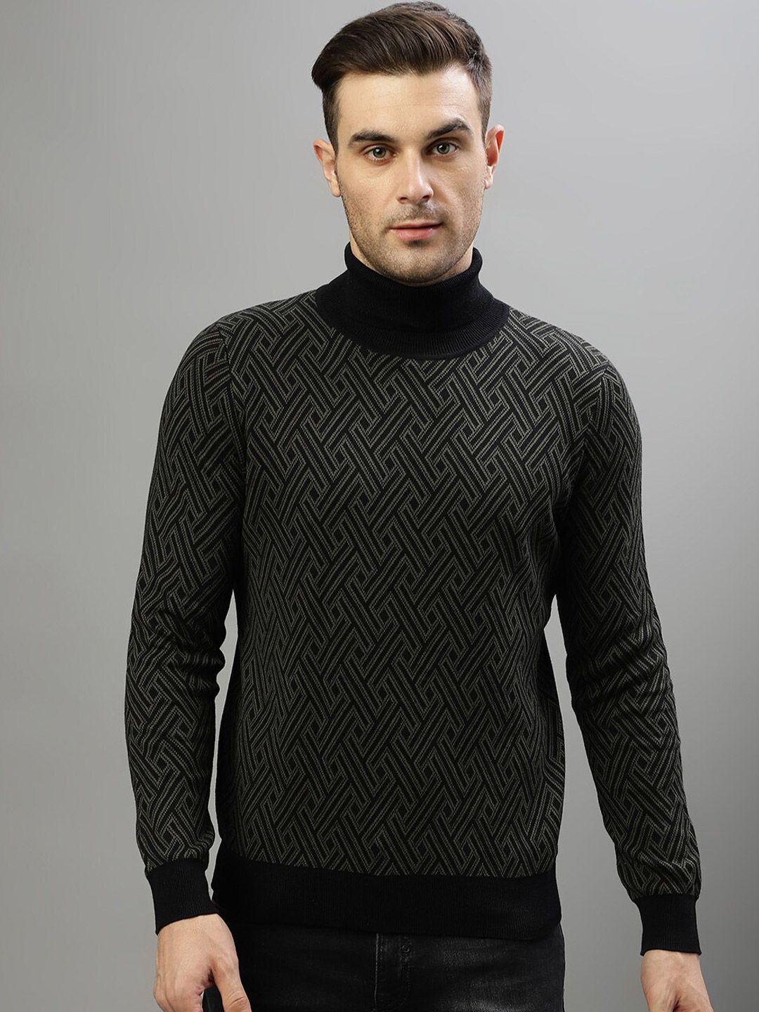 antony morato geometric printed turtle neck pure cotton pullover sweater