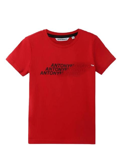 antony morato kids red printed  t-shirt