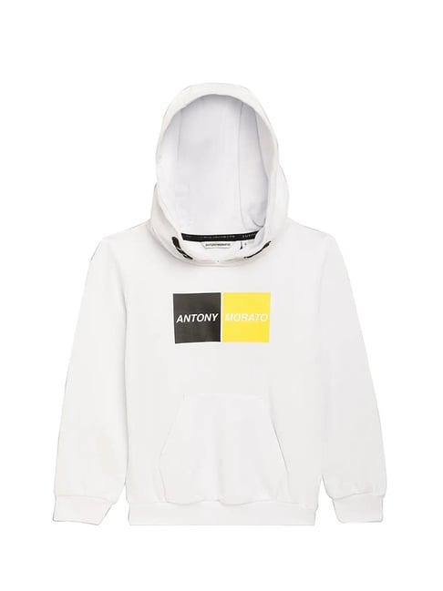 antony morato kids white logo print  hoodie