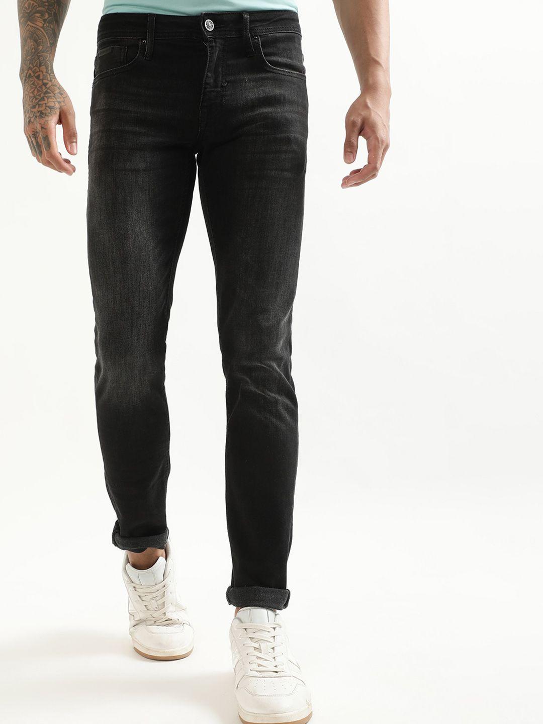 antony morato men tapered fit cotton light fade mid-rise stretchable jeans
