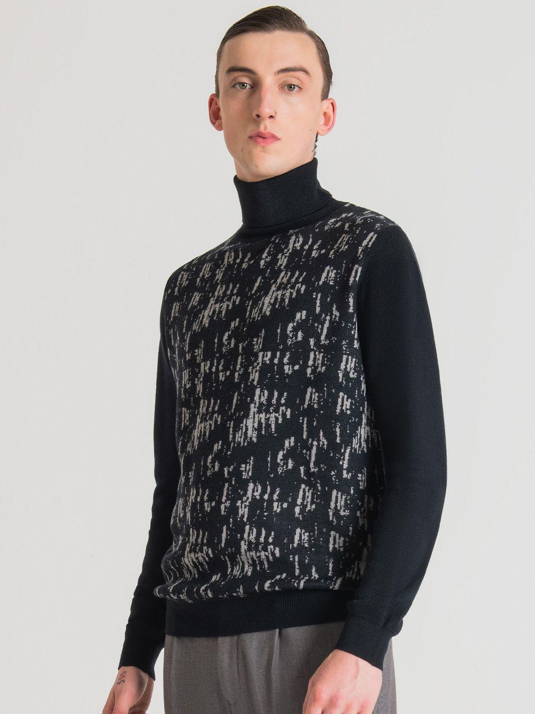 antony morato abstract printed turtle neck pullover sweater