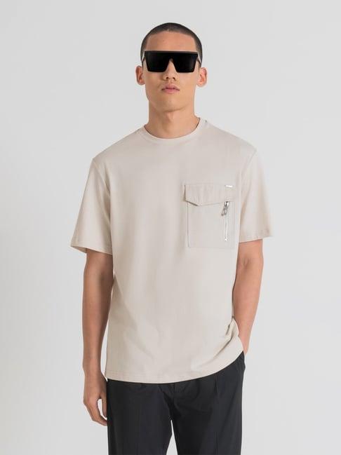 antony morato beige regular fit t-shirt