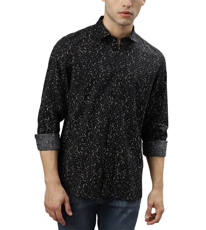 antony morato black fashion printed regular fit shirt