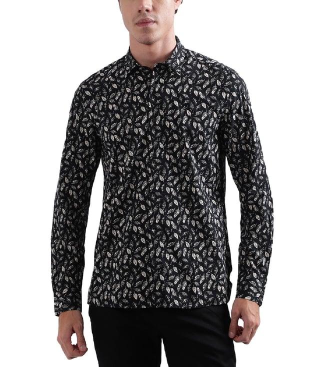 antony morato black printed regular fit shirt