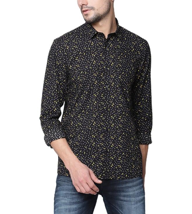 antony morato black printed regular fit shirt