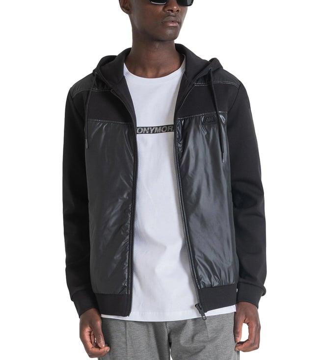 antony morato black regular fit hoodie