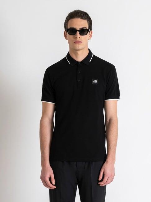 antony morato black regular fit polo t-shirt