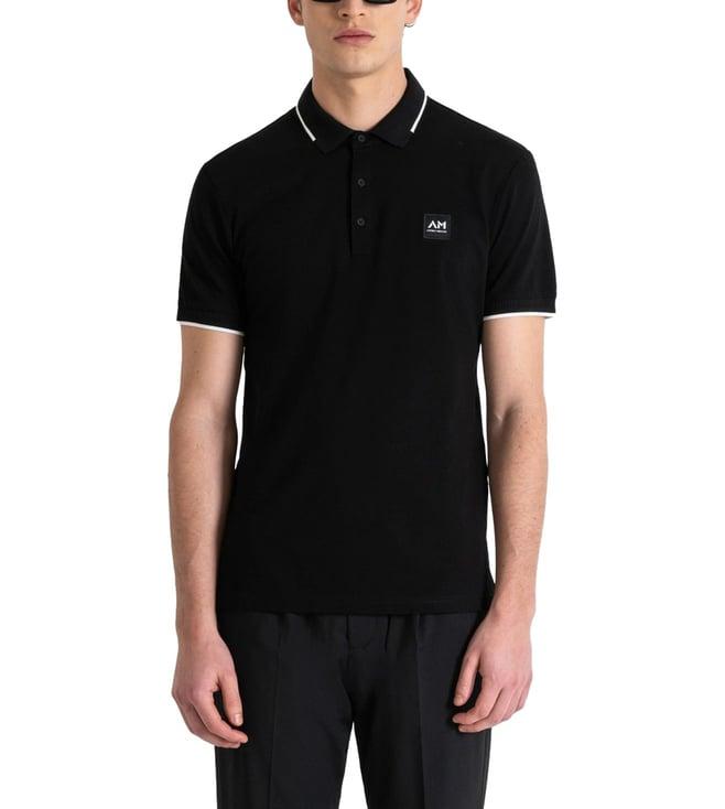 antony morato black regular fit polo t-shirt