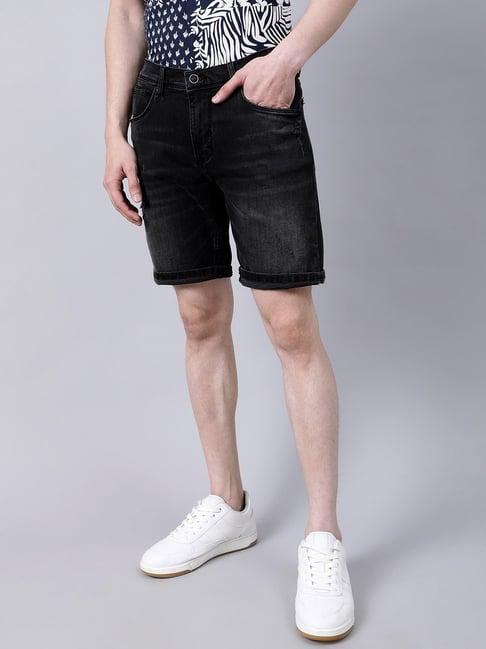 antony morato black skinny fit denim shorts