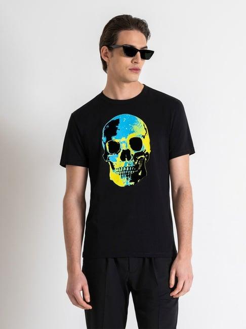 antony morato black slim fit printed t-shirt