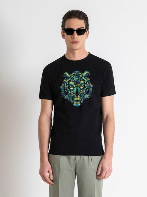 antony morato black slim fit printed t-shirt