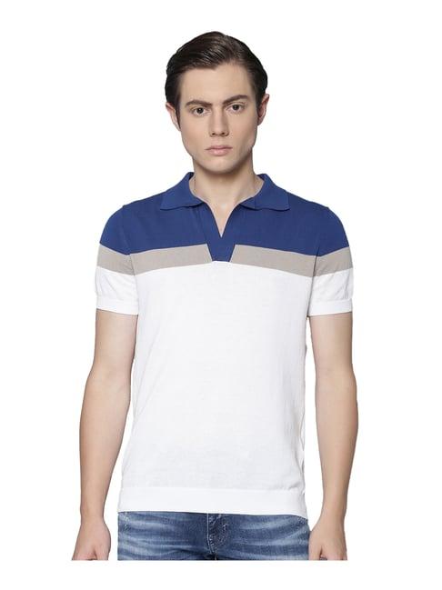 antony morato blue & white colour-block polo t-shirt