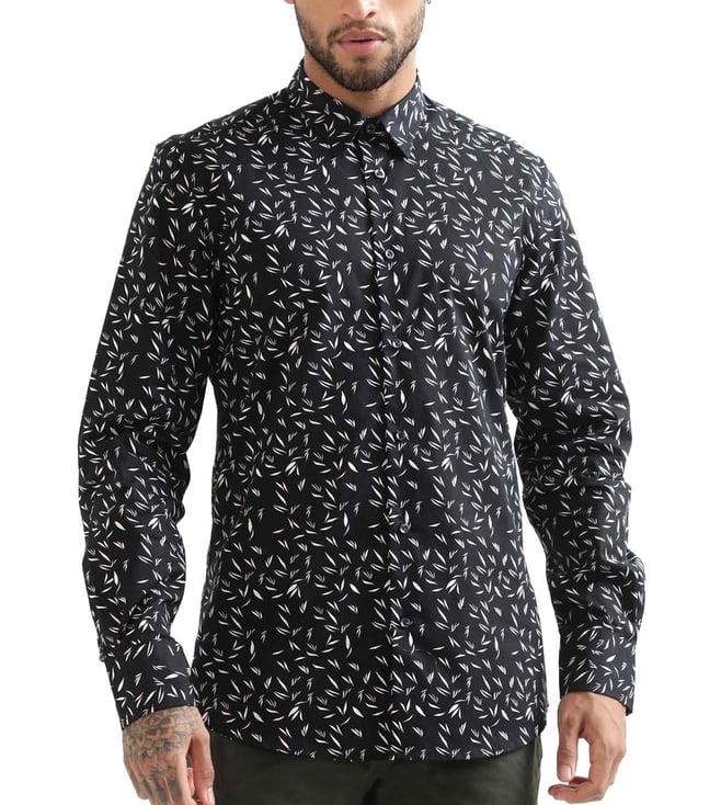 antony morato blue printed slim fit shirt