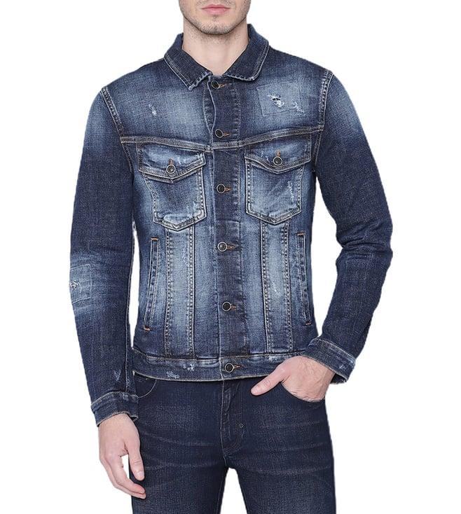 antony morato blue regular fit denim jacket