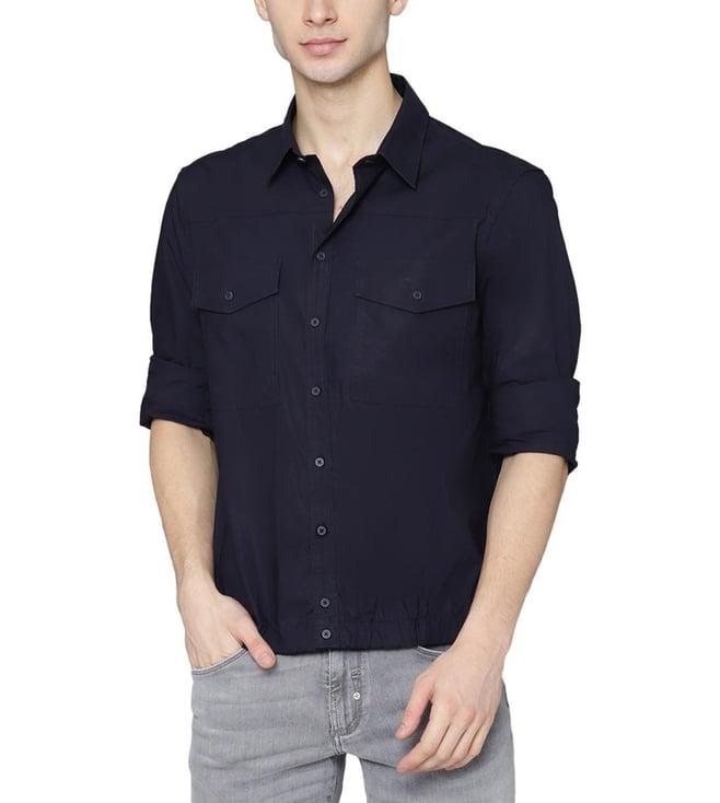 antony morato blue slim fit shirt