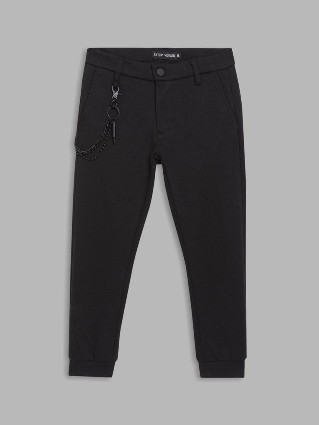 antony morato boys black skinny fit joggers trousers