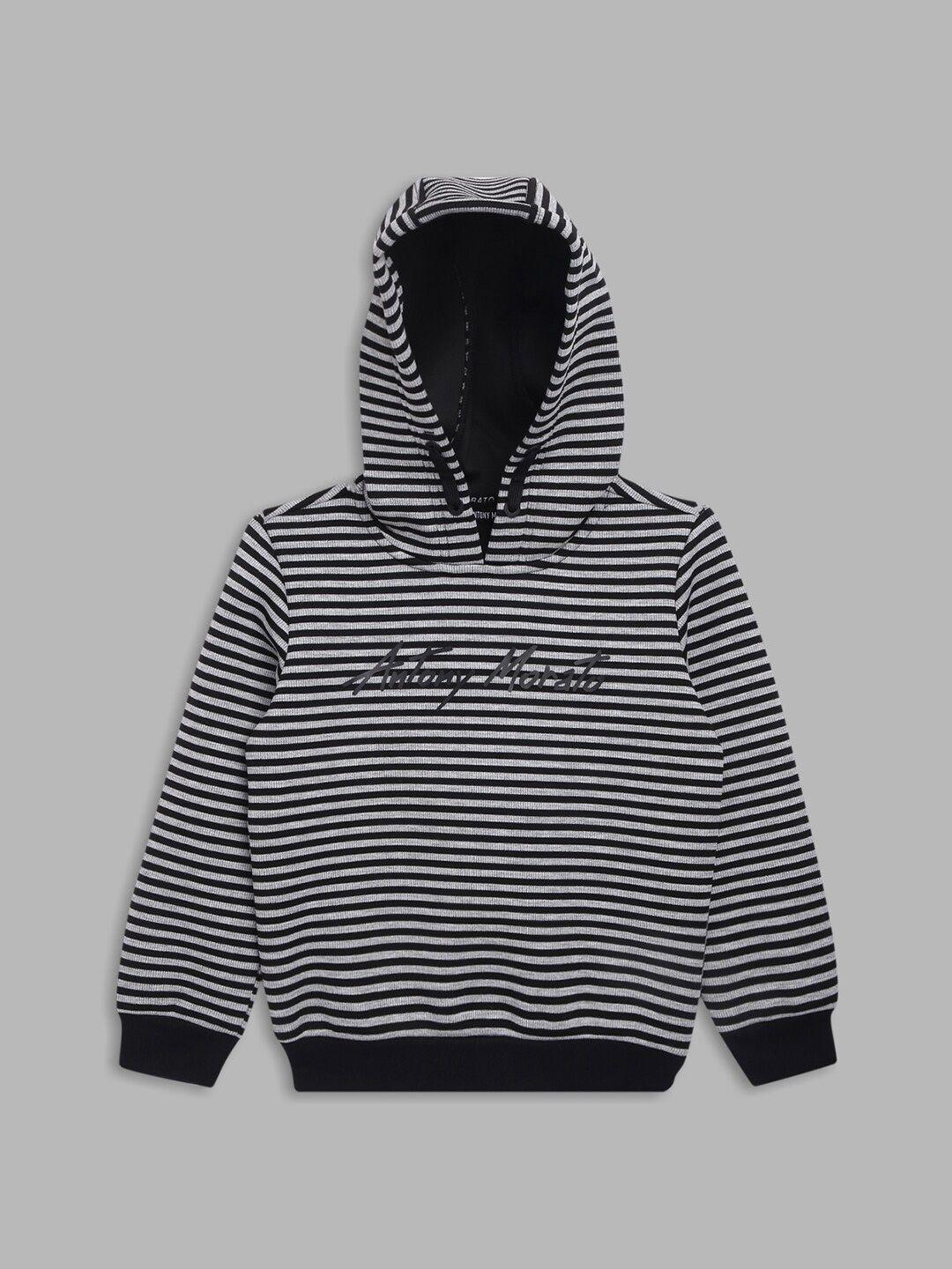 antony morato boys black striped hooded sweatshirt