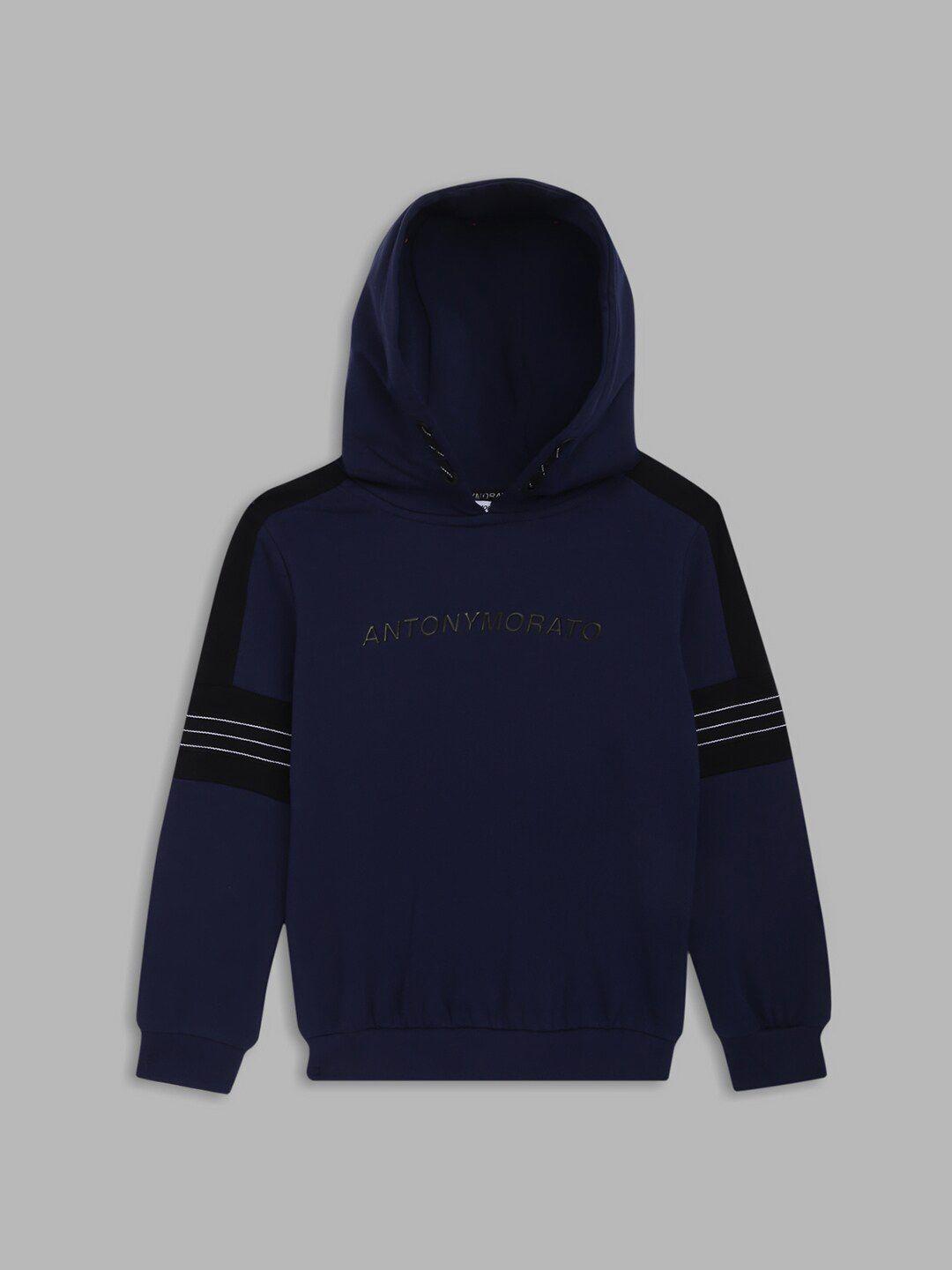 antony morato boys blue hooded sweatshirt