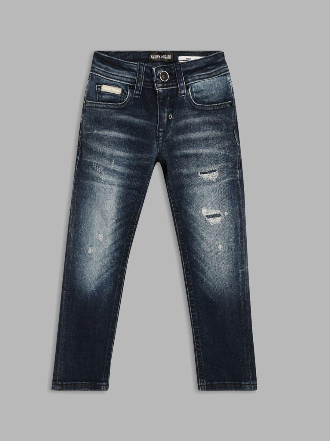 antony morato boys blue mildly distressed heavy fade jeans