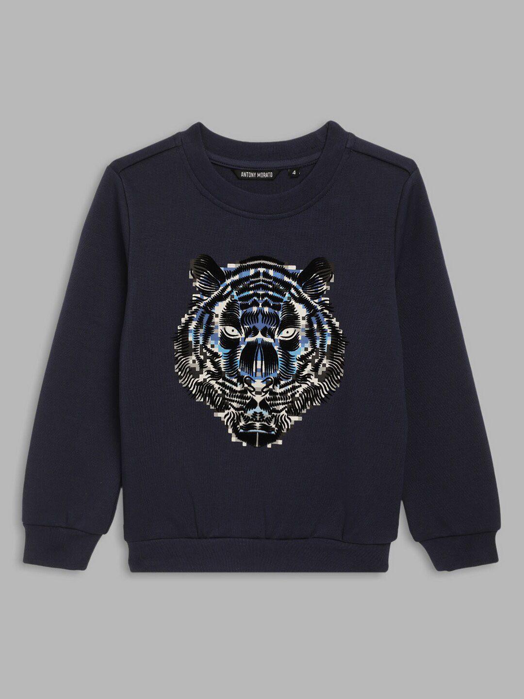 antony morato boys blue printed sweatshirt