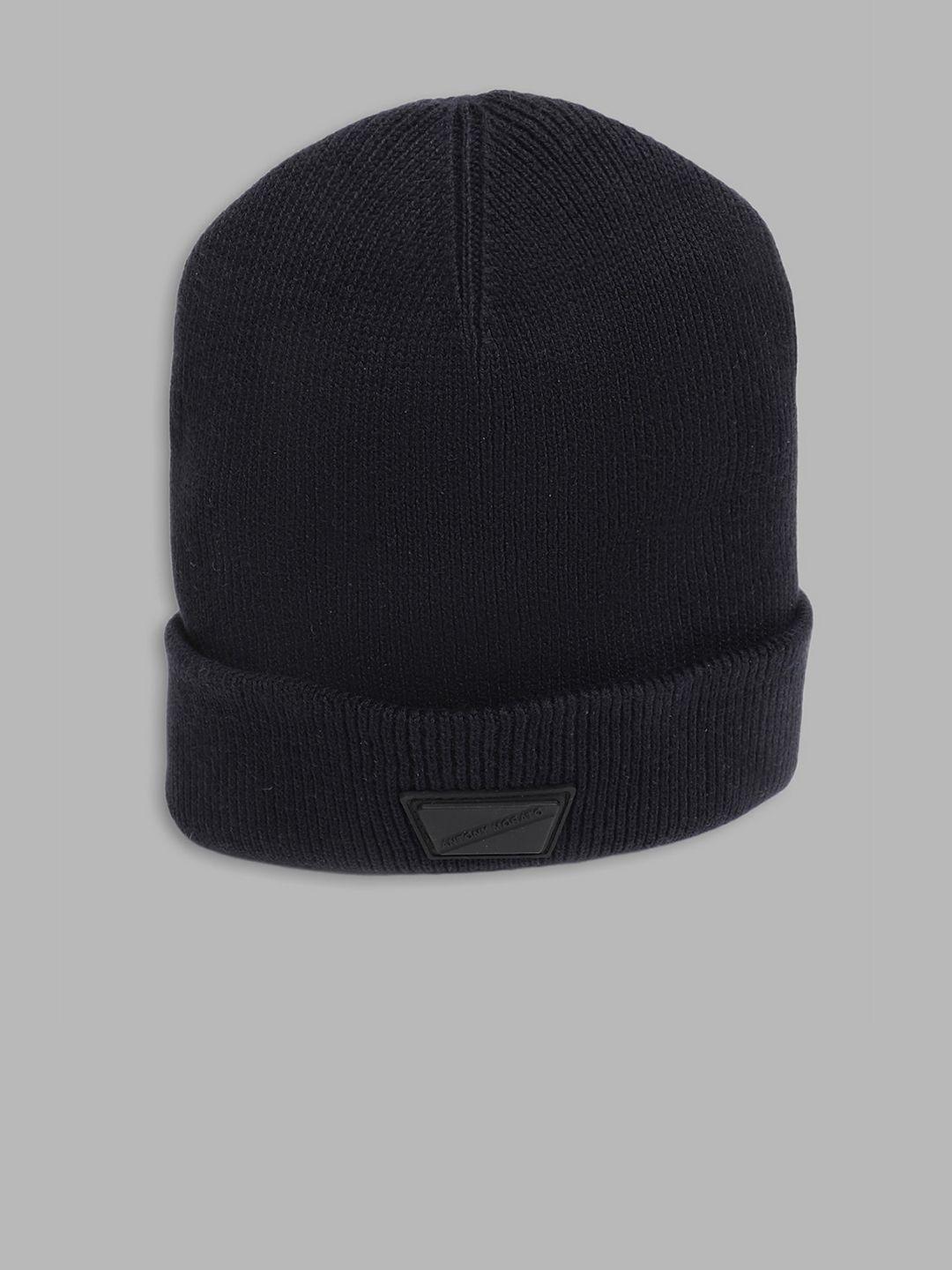 antony morato boys navy blue solid cotton beanies