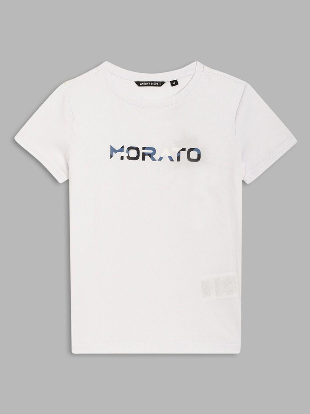 antony morato boys white typography cotton printed t-shirt
