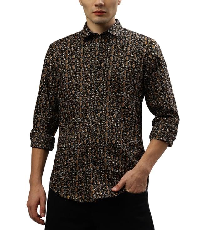 antony morato brown fashion printed slim fit shirt