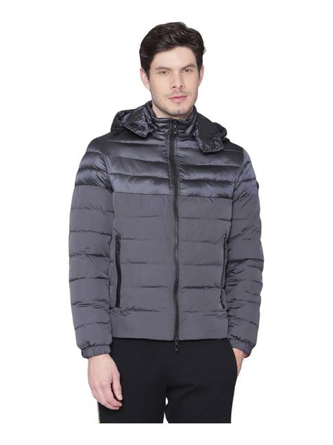 antony morato grey regular fit hooded jacket