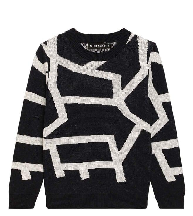 antony morato kids multi geometric motifs printed slim fit sweater