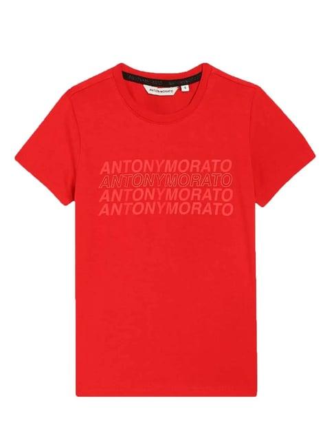 antony morato kids red printed  t-shirt