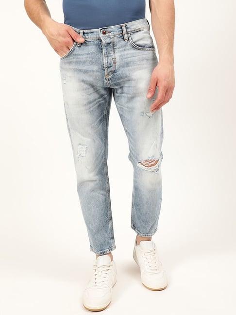 antony morato light blue distressed jeans