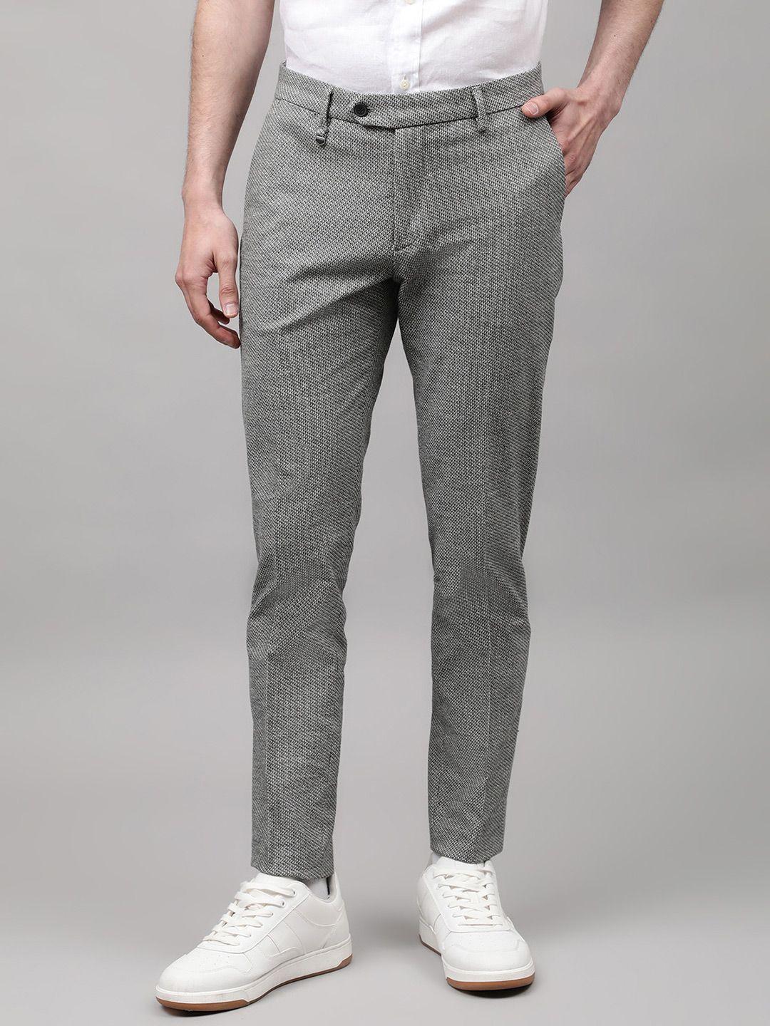 antony morato men black textured trousers