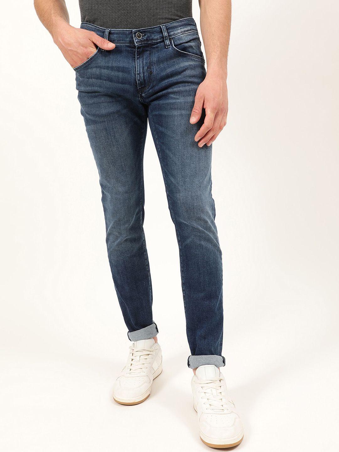 antony morato men blue skinny fit light fade jeans