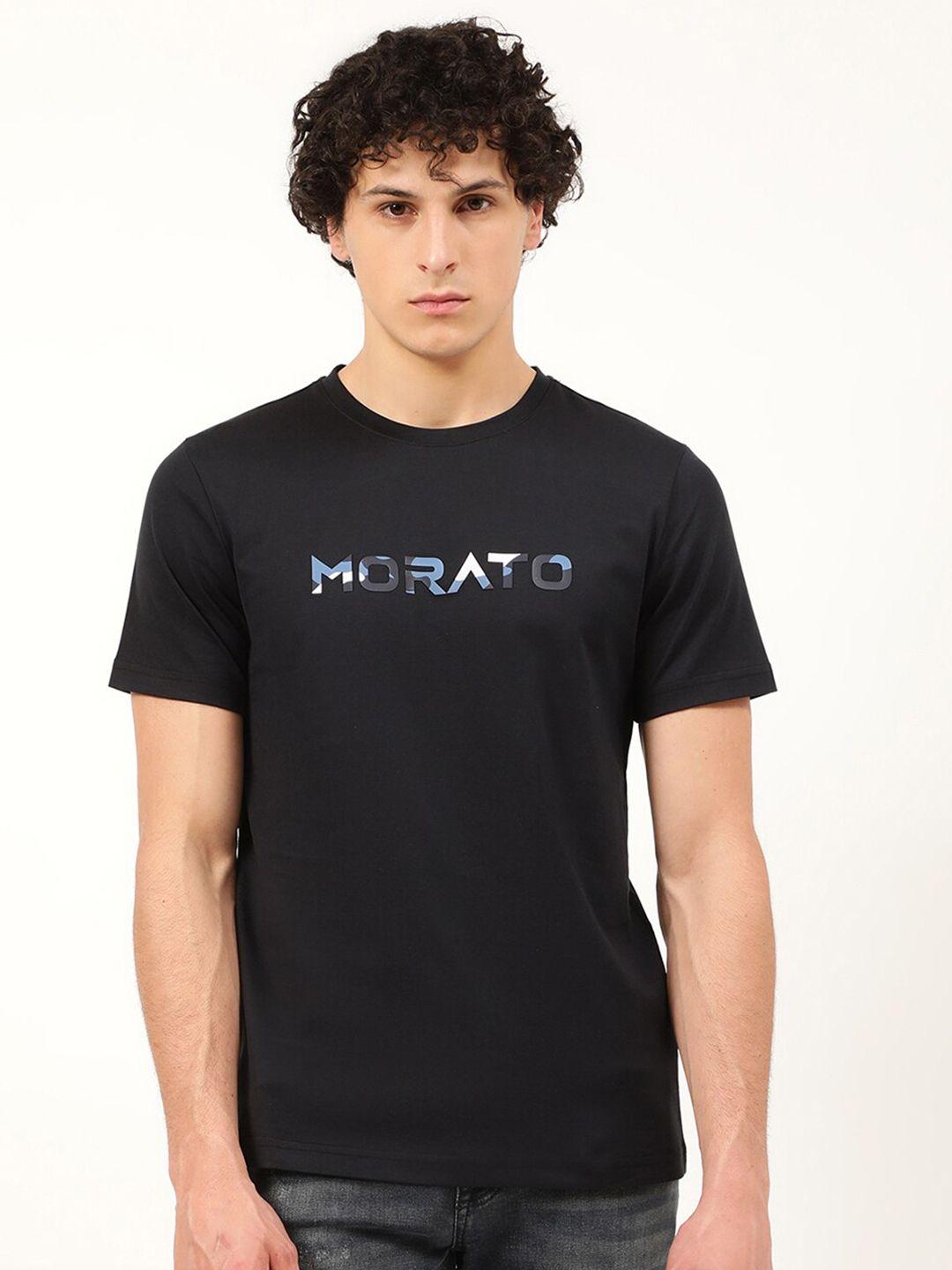 antony morato men blue typography printed cotton slim fit t-shirt