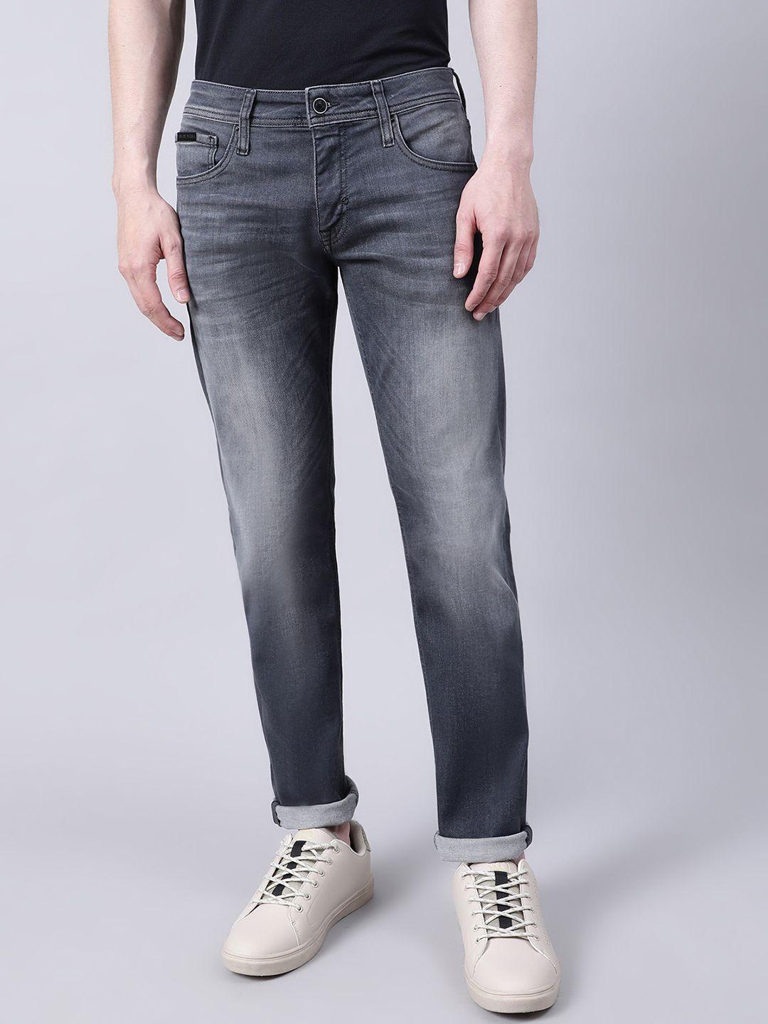 antony morato men grey slim fit low distress heavy fade jeans