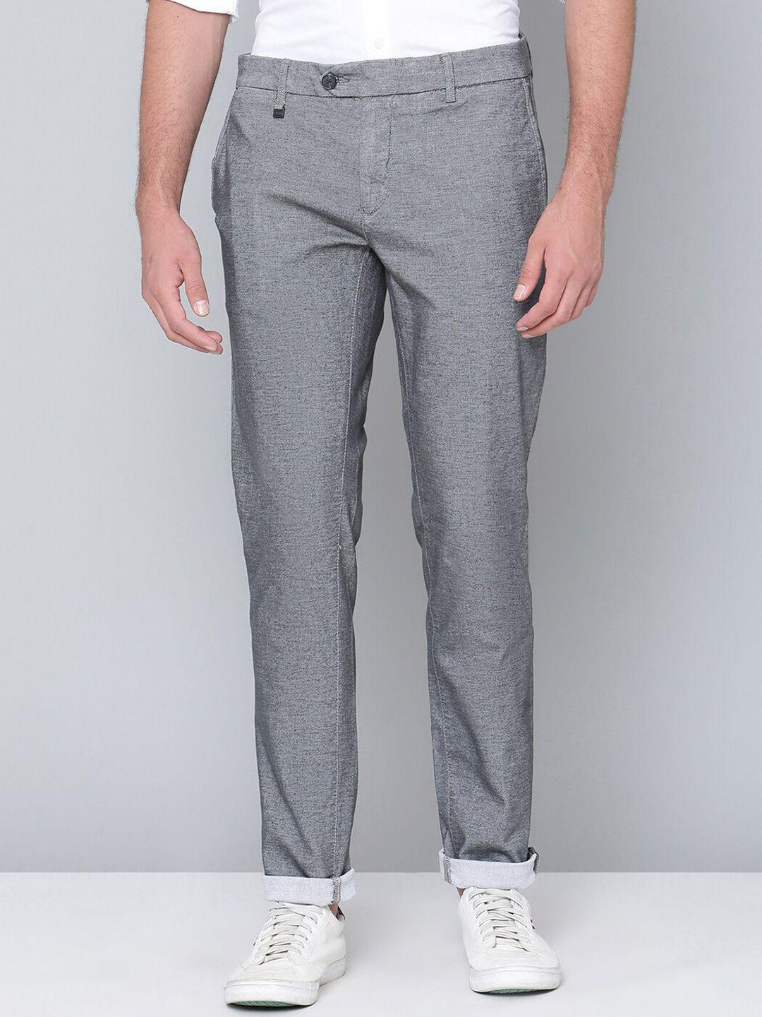 antony morato men grey solid regular fit cotton trousers