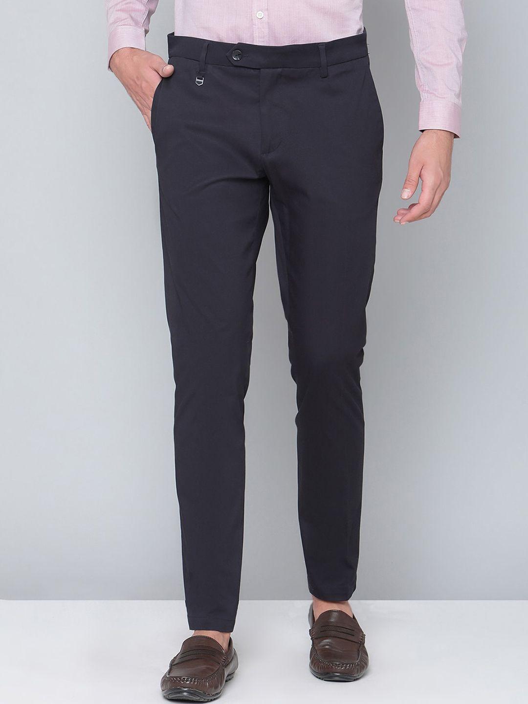 antony morato men navy blue skinny fit trousers