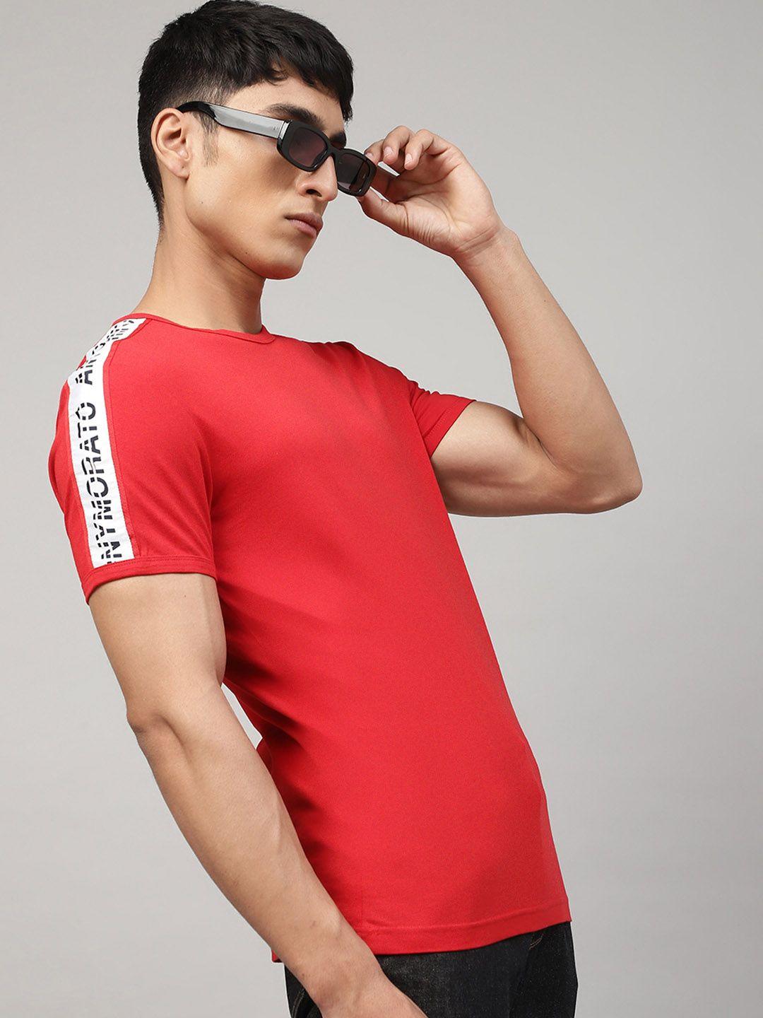 antony morato men red solid round neck t-shirt