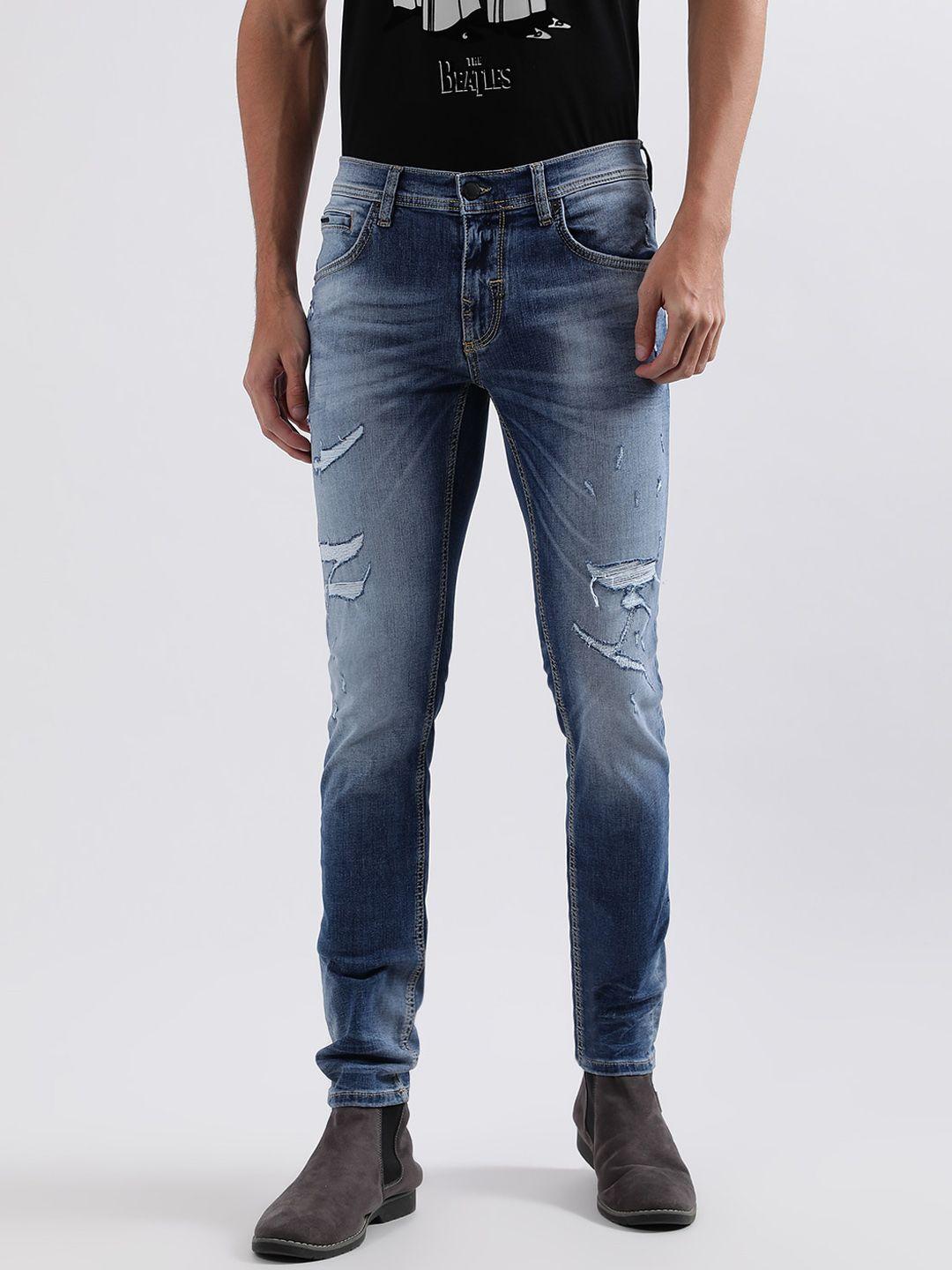 antony morato men skinny fit mildly distressed heavy fade stretchable jeans