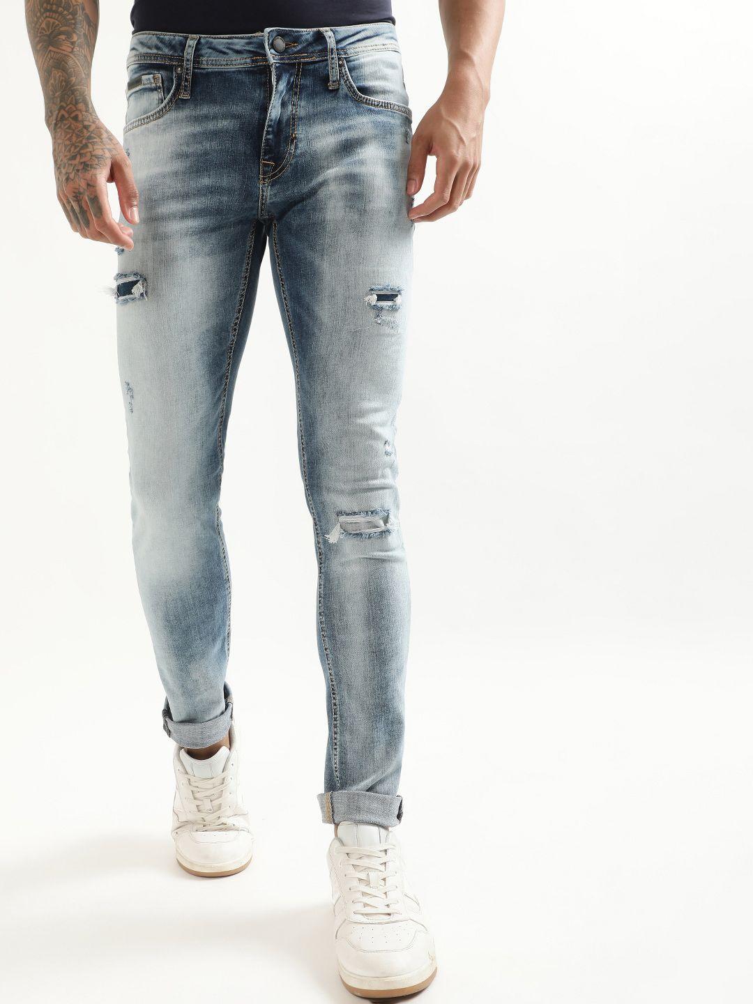 antony morato men super skinny fit cotton mildly distressed heavy fade stretchable jeans