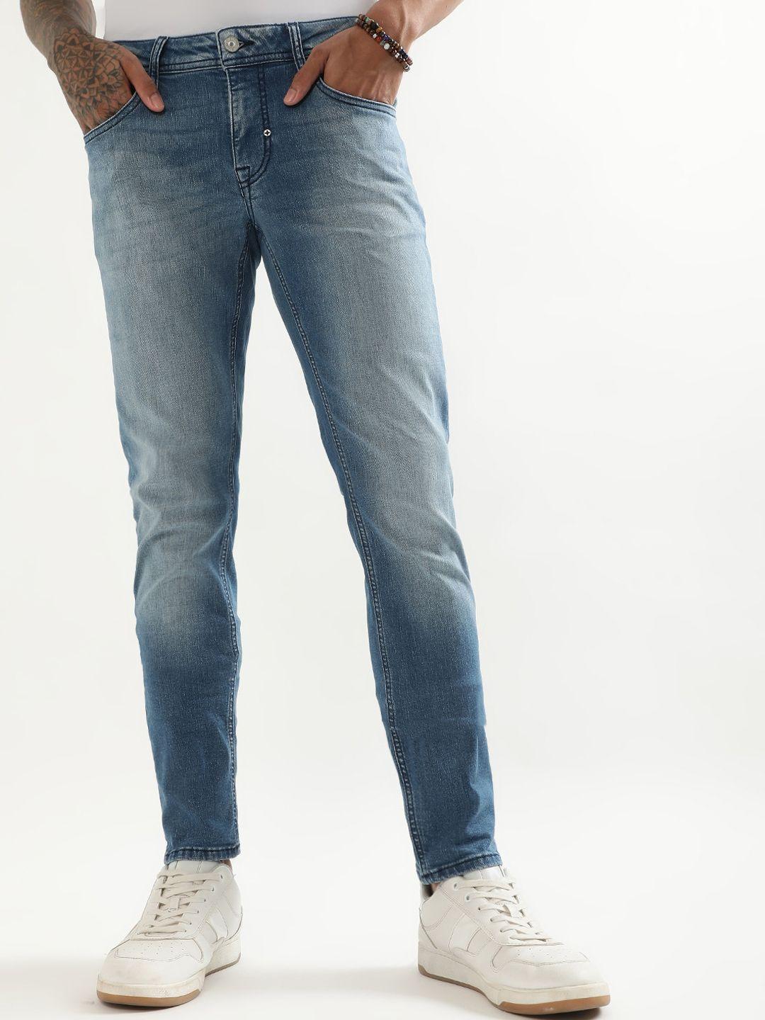 antony morato men tapered fit light fade stretchable cotton jeans