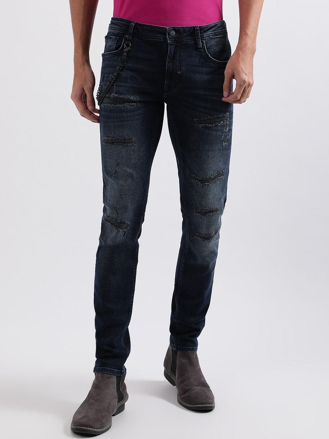 antony morato men tapered fit mildly distressed light fade stretchable jeans