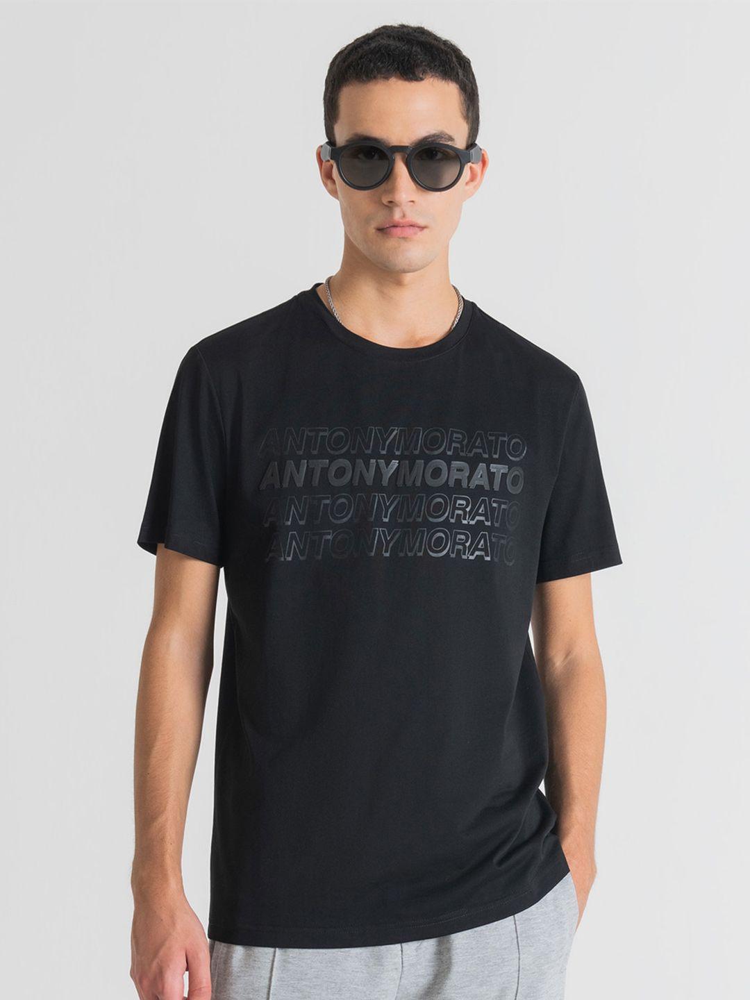 antony morato men typography printed cotton slim fit t-shirt