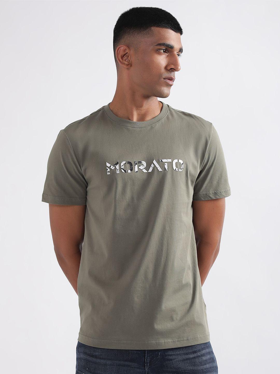 antony morato men typography printed slim fit pure cotton t-shirt
