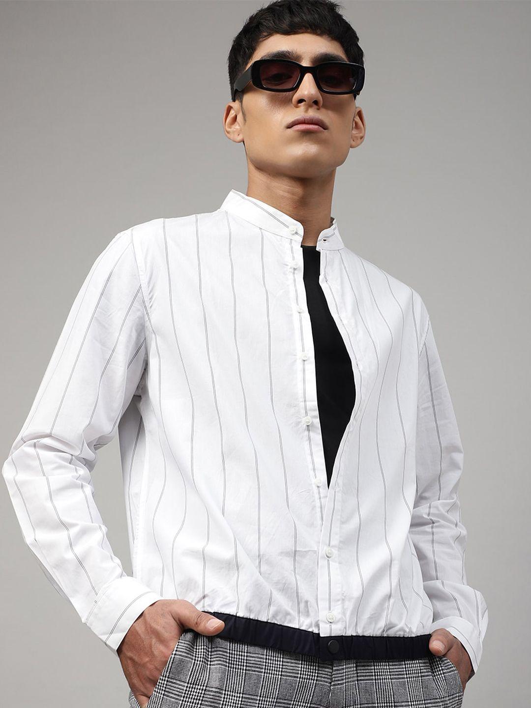 antony morato men white slim fit striped casual shirt