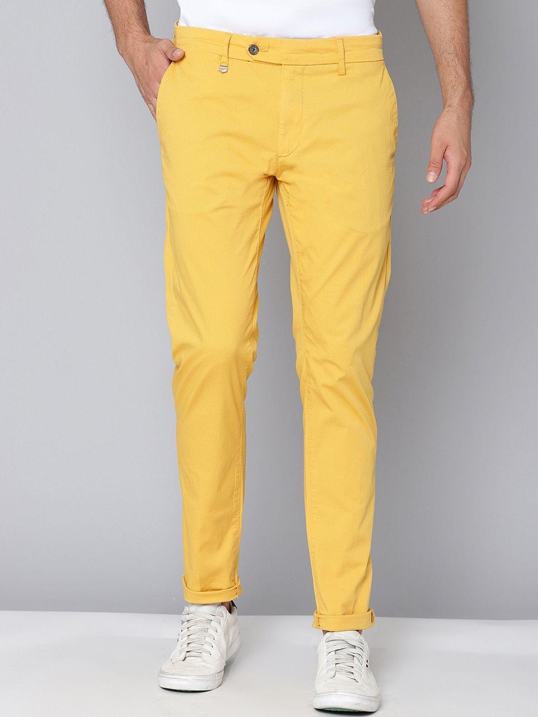 antony morato men yellow straight fit trousers