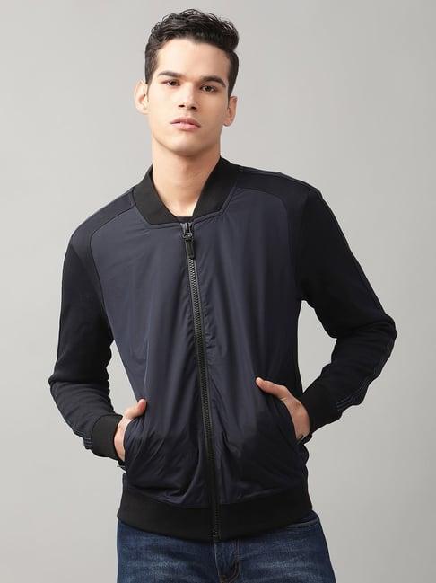 antony morato navy cotton slim fit colour block jacket