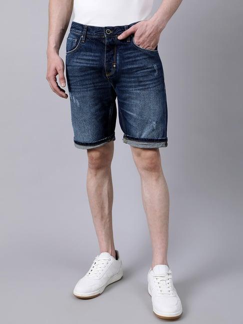 antony morato navy slim fit denim shorts