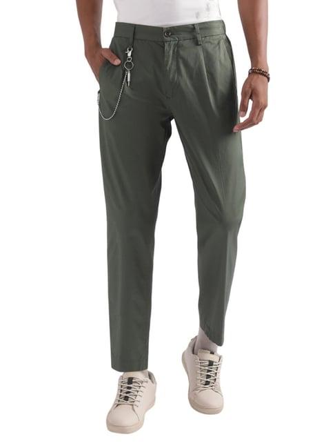 antony morato olive cotton carrot fit trousers
